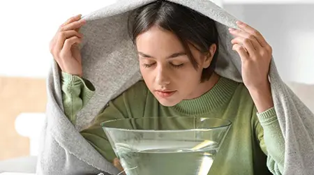 Warm steam inhalation:  Helps soothe airways and ease breathing discomfort. 
